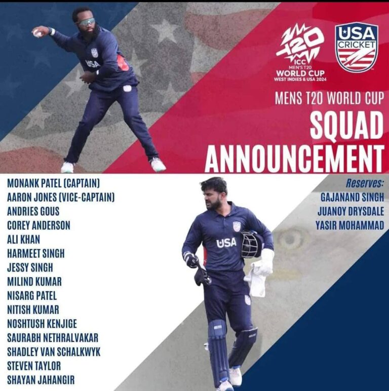 USA Announce Squad for the T20 World Cup 2024
